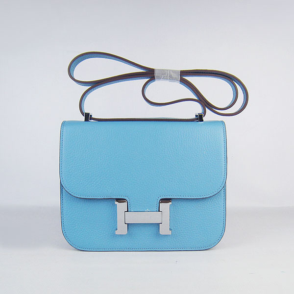 7A Hermes Oxhide Leather Message Bag Blue H017 - Click Image to Close